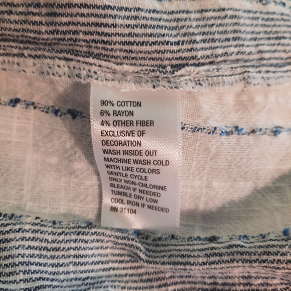 New directions embroidery floral striped boho cotton blend top blouse PL - Picture 3 of 8